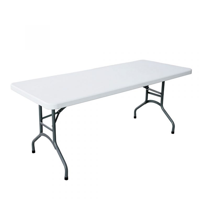 6 Foot Banquet Plastic Blow Mold Folding Table » Vikos party rentals